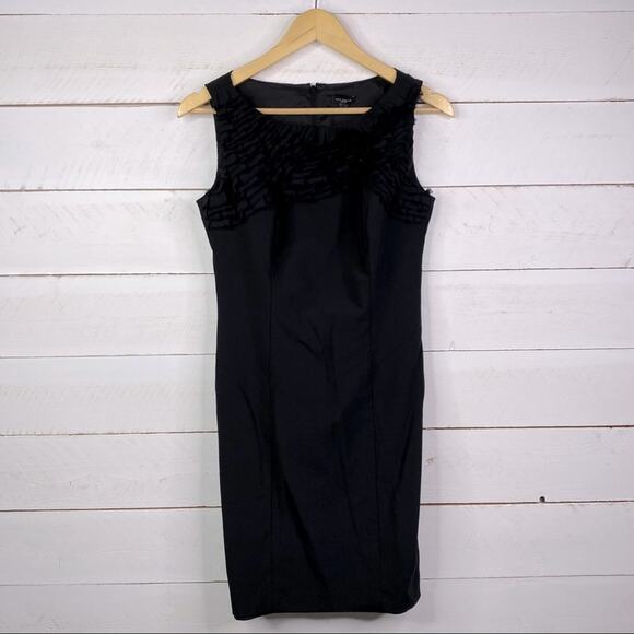 ANN‎ TAYLOR Black Sheath Raw Hem Floral Tank Dress Size 4 - Picture 1 of 9